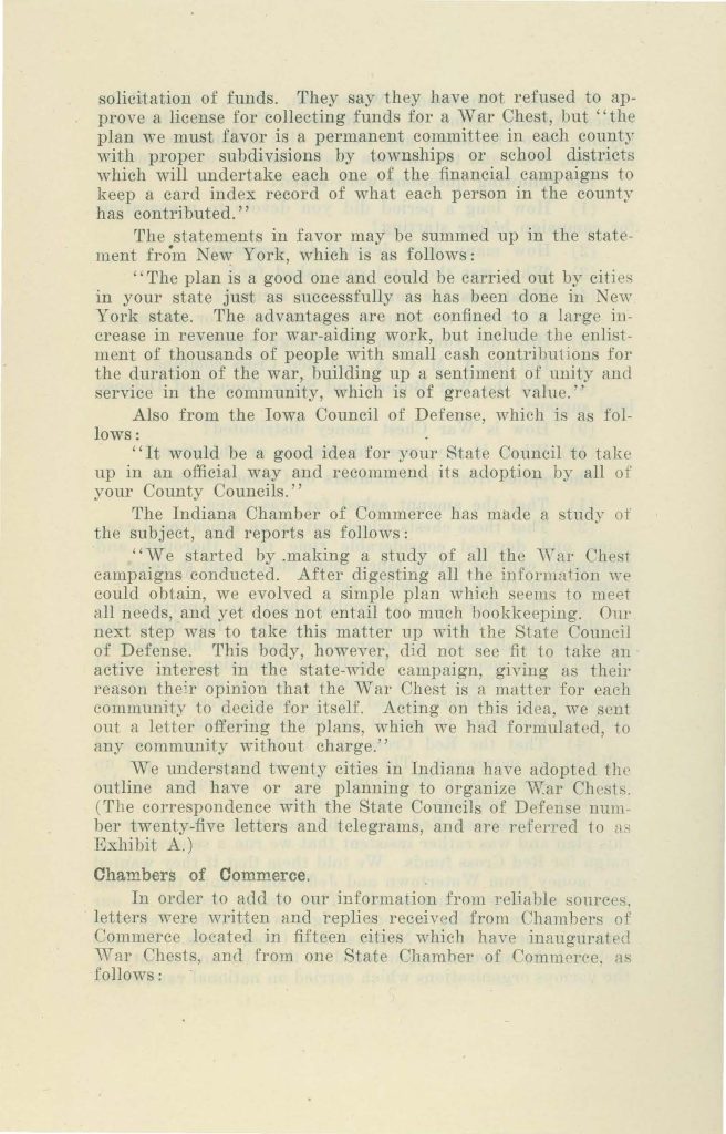 a report of the commercial relations committee to the connecticut state council of defense about community war chests dated may 27 1918
