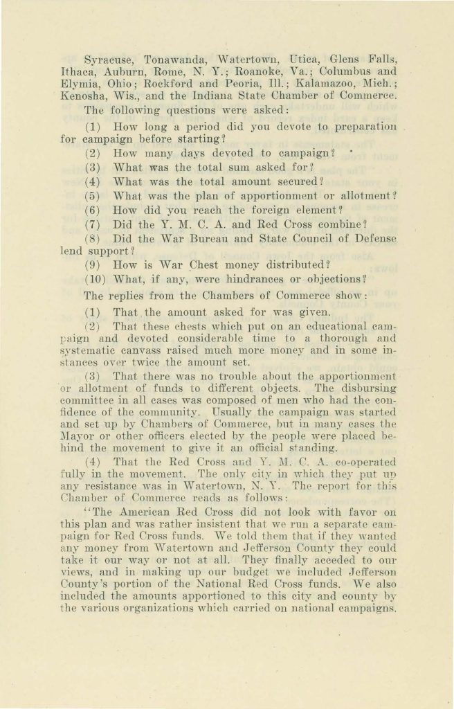 a report of the commercial relations committee to the connecticut state council of defense about community war chests dated may 27 1918