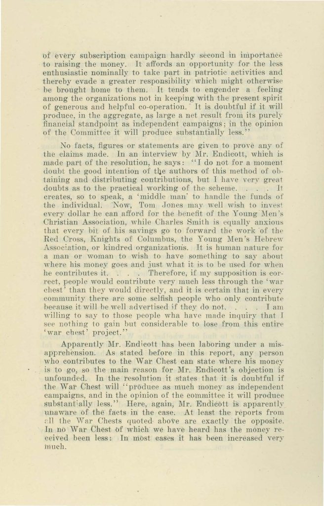 a report of the commercial relations committee to the connecticut state council of defense about community war chests dated may 27 1918