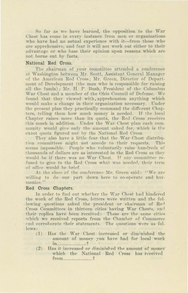 a report of the commercial relations committee to the connecticut state council of defense about community war chests dated may 27 1918