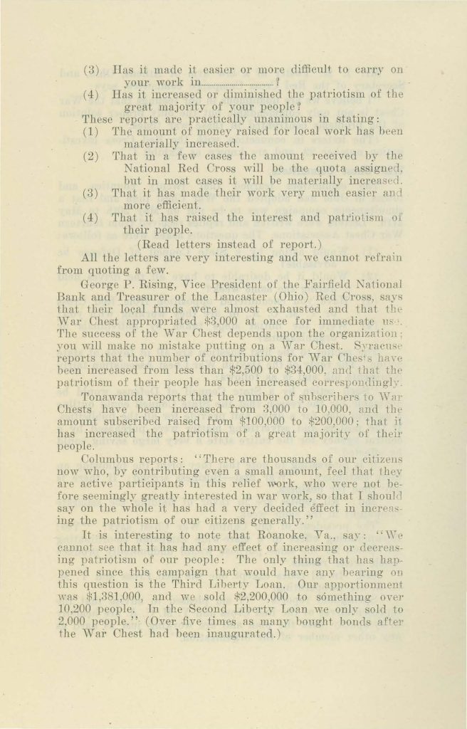 a report of the commercial relations committee to the connecticut state council of defense about community war chests dated may 27 1918