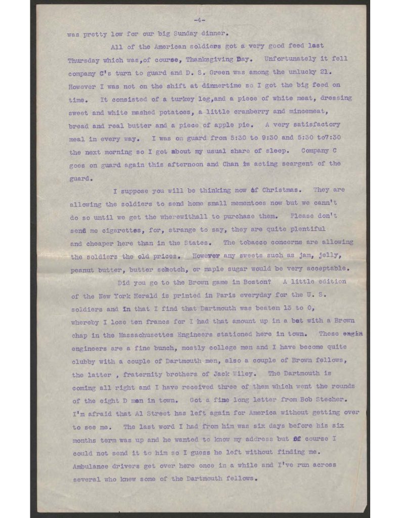 typewrttien letters from chandler green to Al dated november 2, november 20, december 1, december 6, 1917