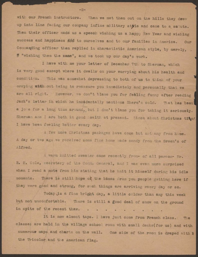 a typewritten letter from alfred green to his mother dated april 26, 1918