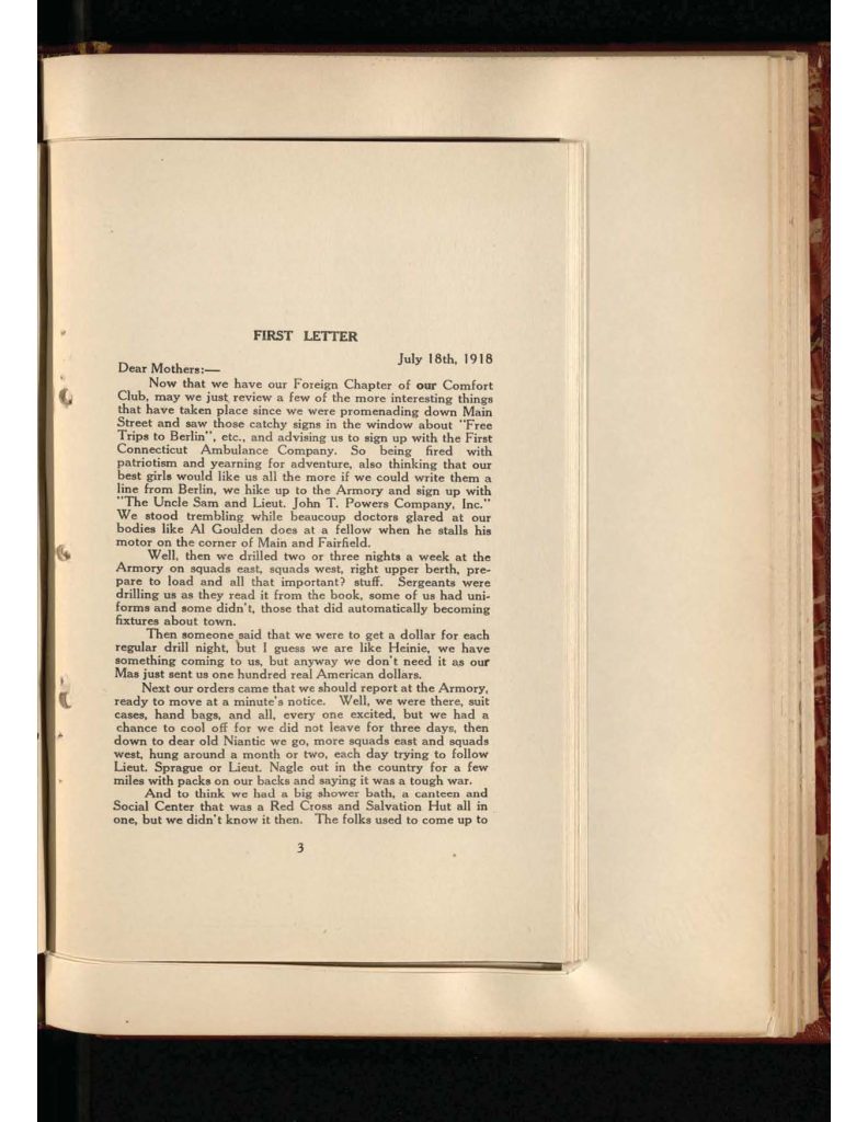 old yellowed collection of Letters to Bridgeport Comfort Club -first letter