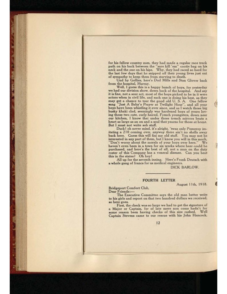 old yellowed collection of Letters to Bridgeport Comfort Club -third letter