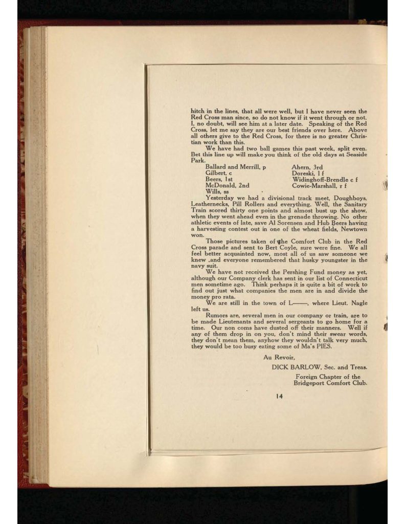 old yellowed collection of Letters to Bridgeport Comfort Club - fourth letter