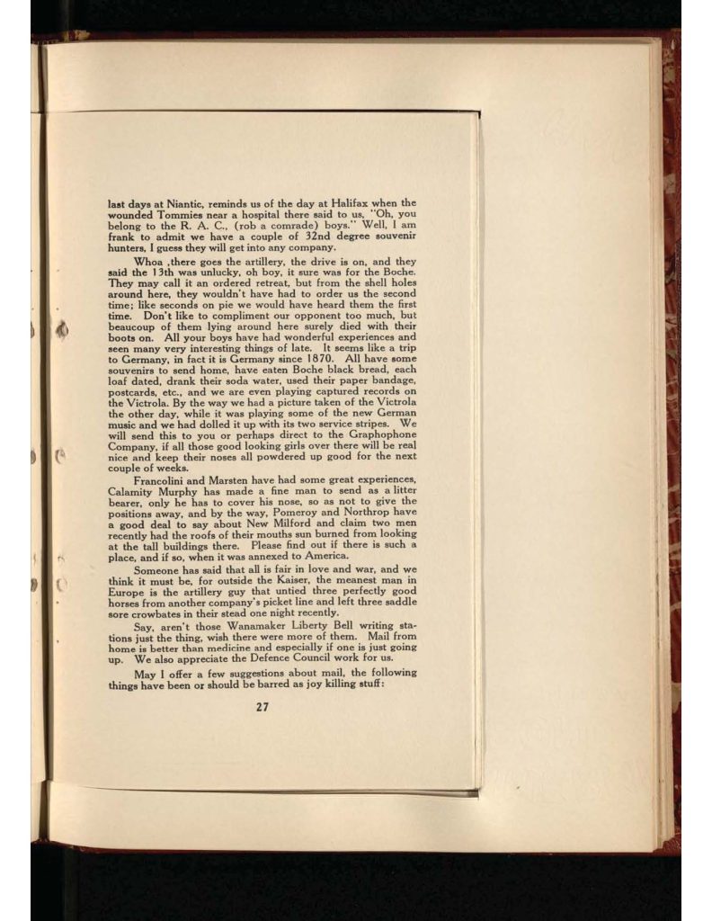 old yellowed collection of Letters to Bridgeport Comfort Club - seventh letter