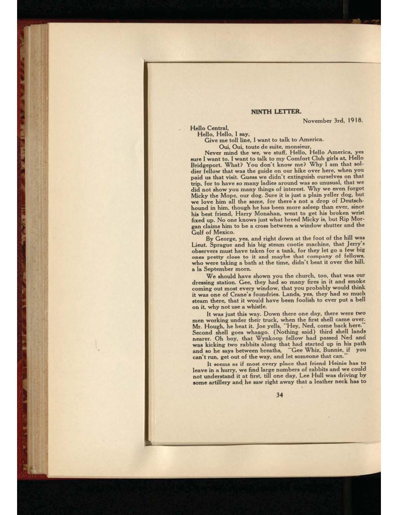 old yellowed collection of Letters to Bridgeport Comfort Club - ninth letter