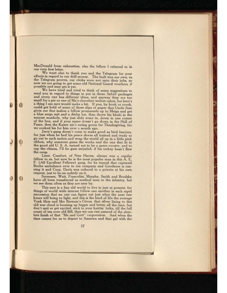 old yellowed collection of Letters to Bridgeport Comfort Club - ninth letter