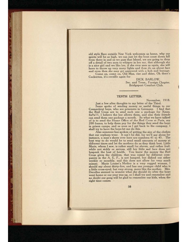 old yellowed collection of Letters to Bridgeport Comfort Club - ninth letter and tenth letter