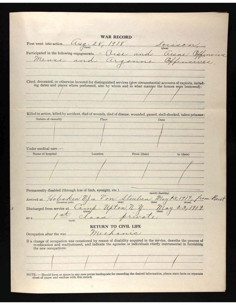 an official state of connecticut military service record for john frances carini