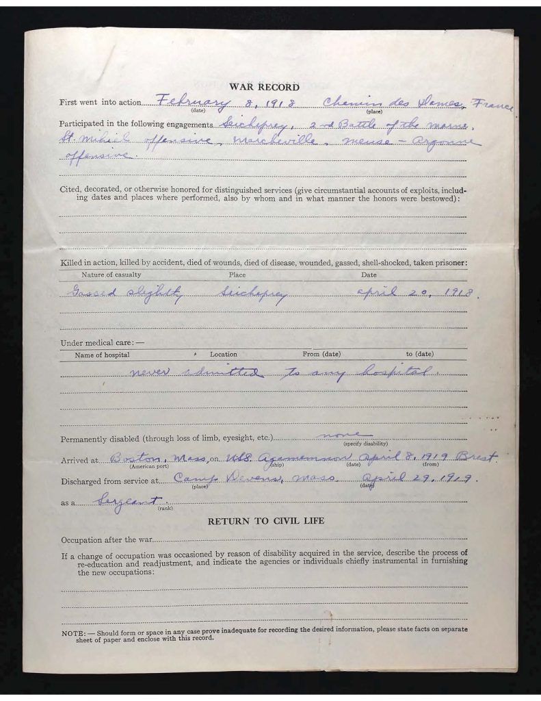 an official state of connecticut military service record for carroll burton case