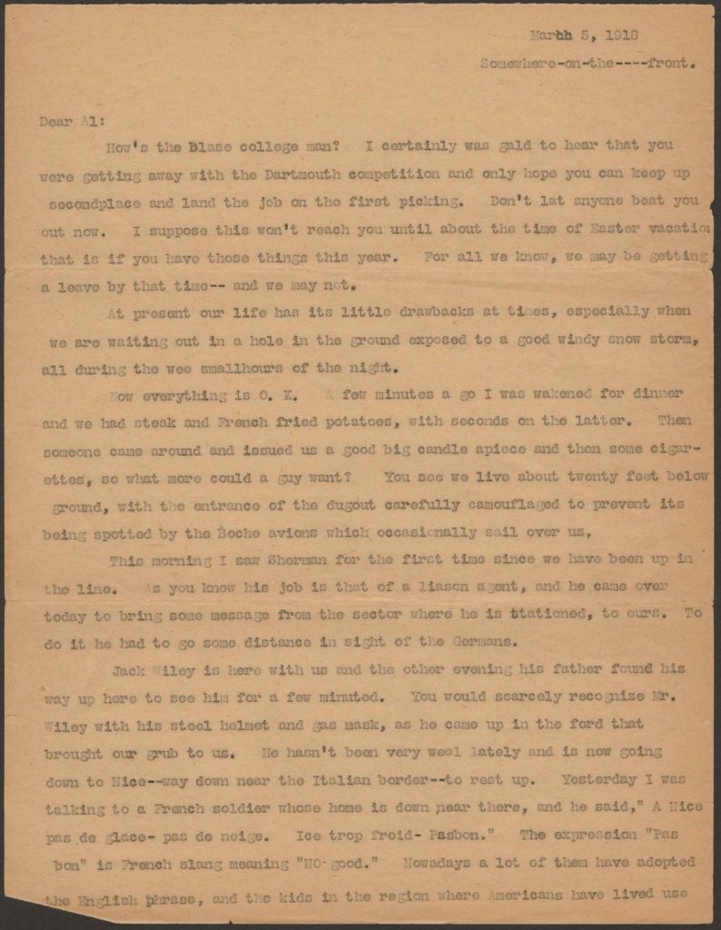 a typewritten letter from chandler green to al dated march 5 1918