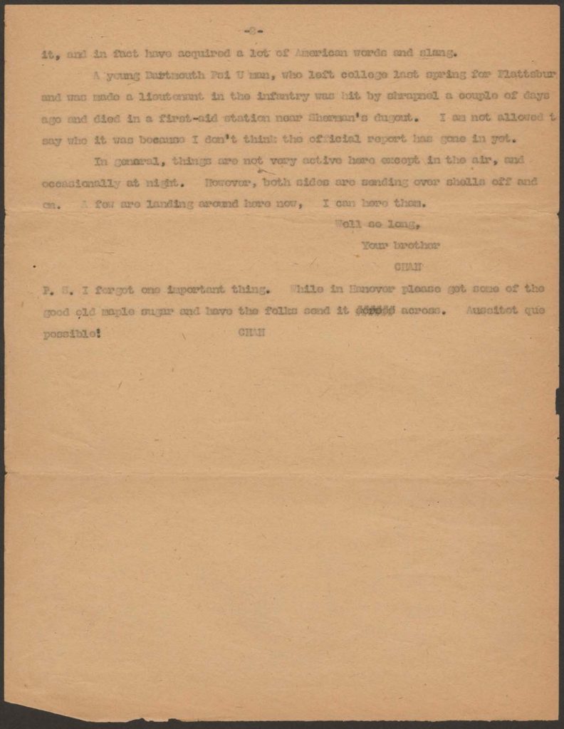 a typwritten letter from chandler green to his sister emily dated march 5 1918