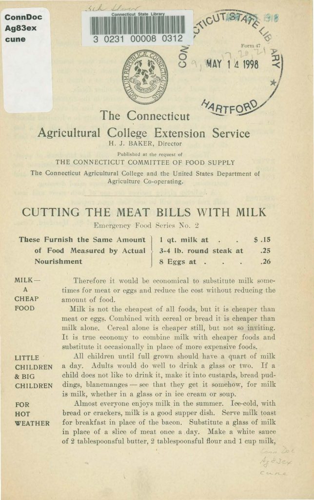 information document issued by the connecticut agricultural college extension service wiht tips on cutting meat bills