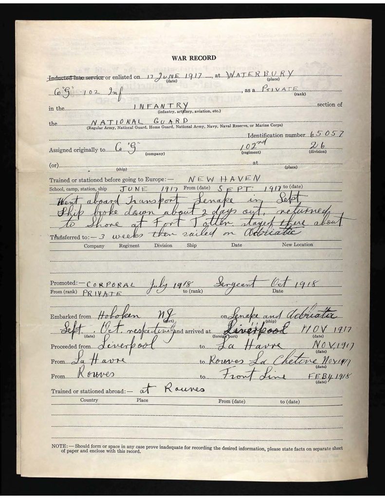 an official state of connecticut military service record for john patrick dwyer