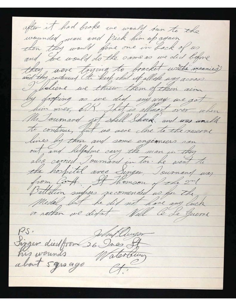 a handwritten letter from john patricke dwyer about his service