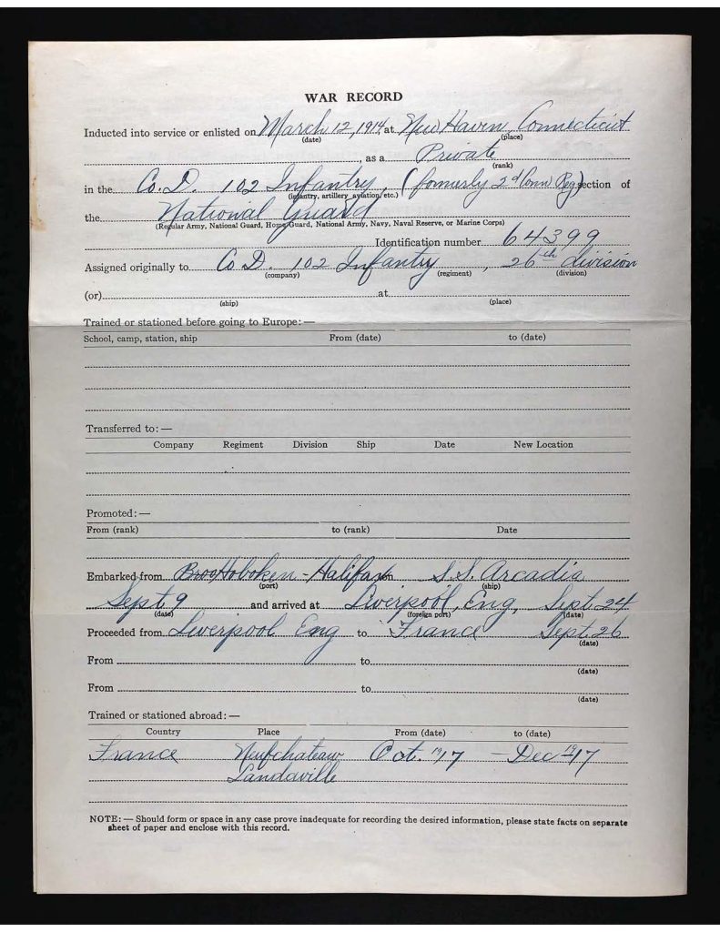 an official state of connecticut military service record for maurice b. fishman