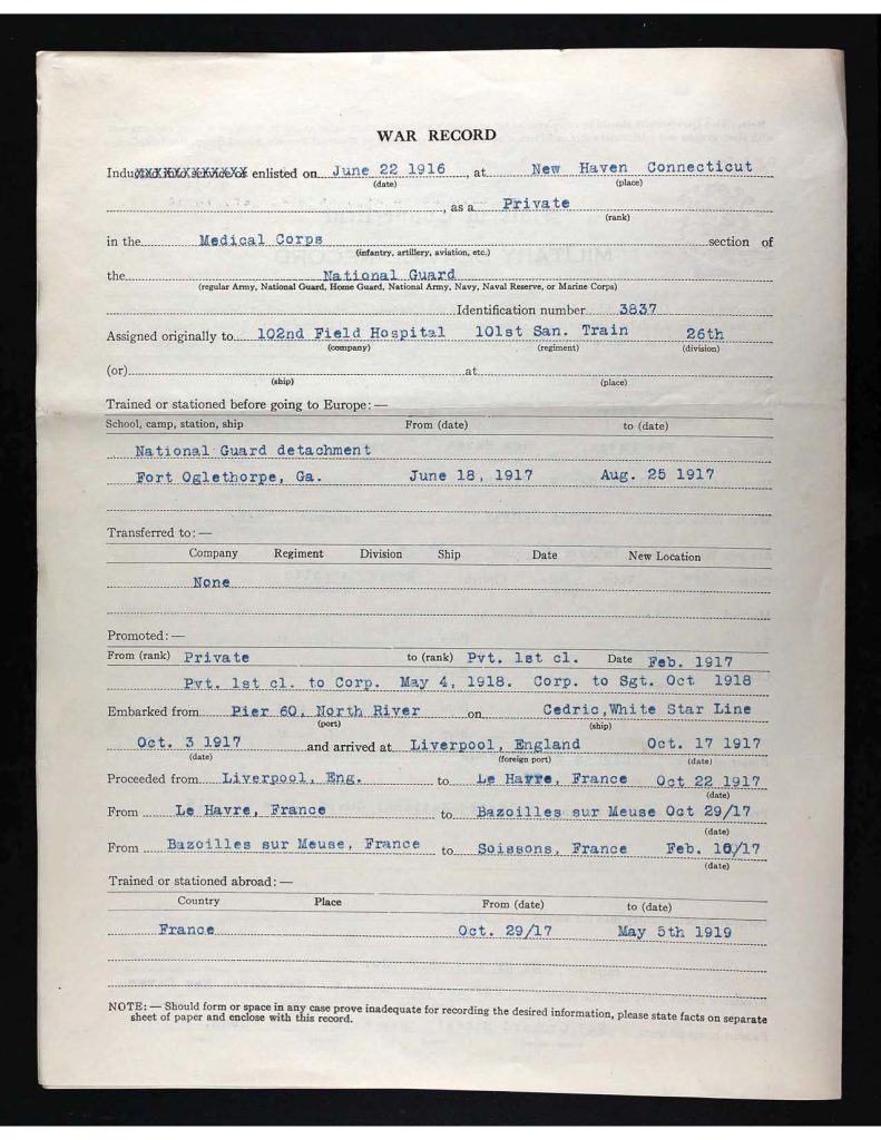 an official state of connecticut military service record for alexander joseph flynn