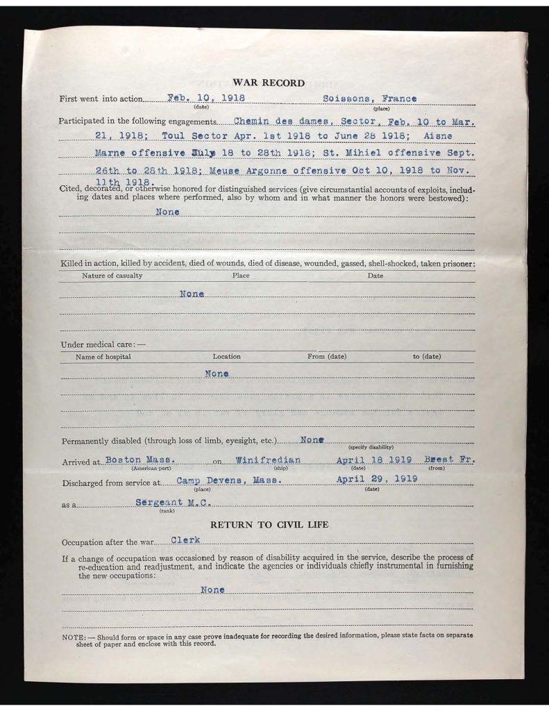 an official state of connecticut military service record for alexander joseph flynn