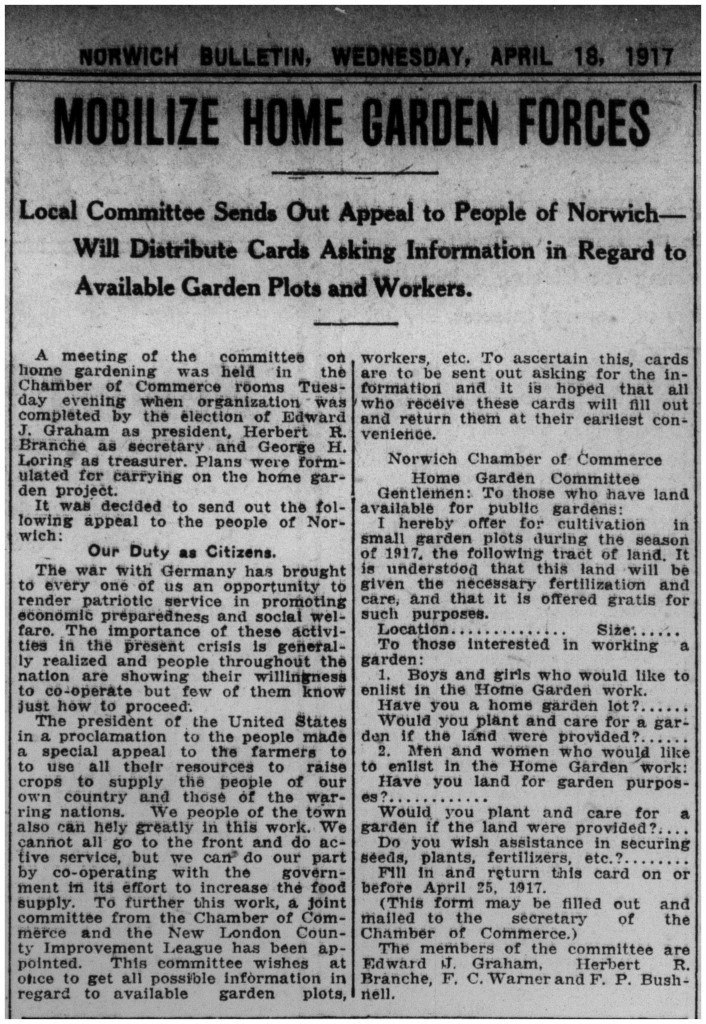 A newspaper clipping titled mobile home garden forces