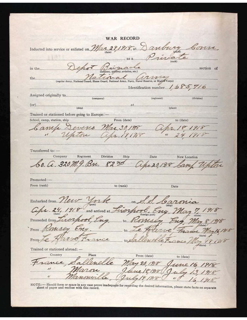 an official state of connecticut military service record for lawrence thomas hager