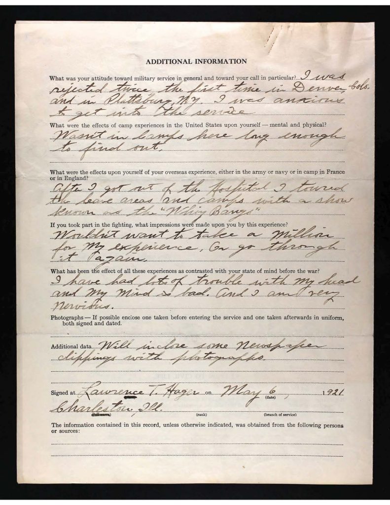 an official state of connecticut military service record for lawrence thomas hager