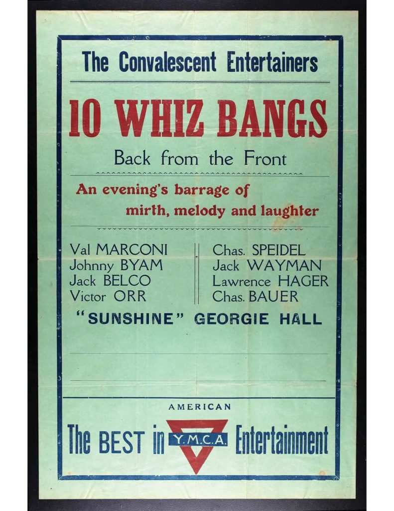 a poster advertising a group of servicemen, including lawrence thomas hager, called the convalescent entertainers