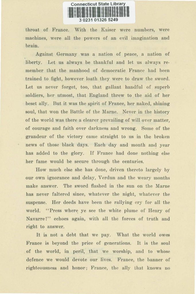 article titled "hail france" - american thoughts on french national holiday bastile day july 14 1918