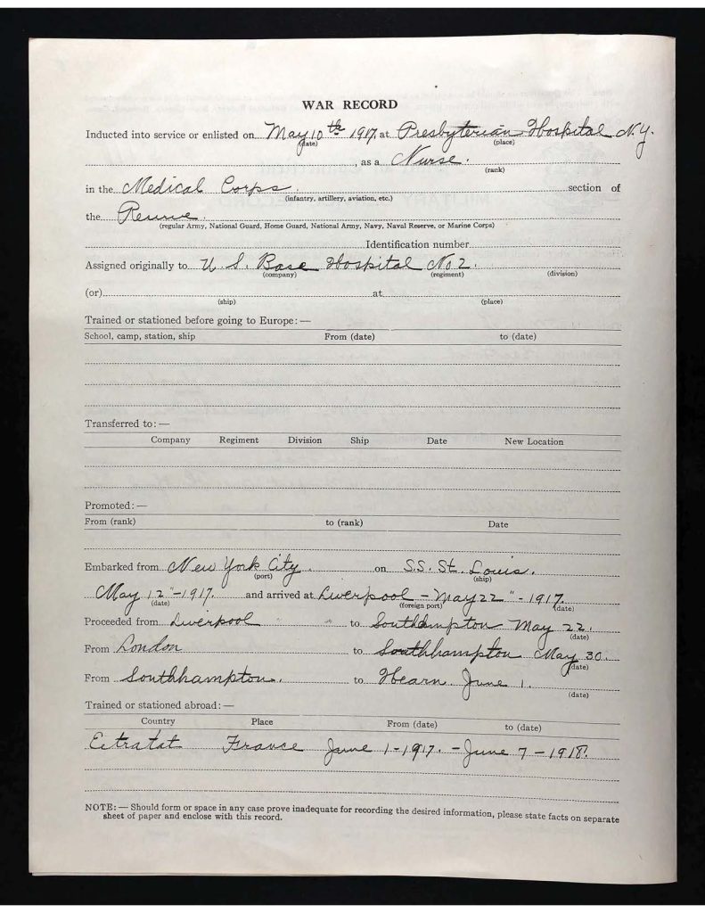 an official state of connecticut military service record for ruth hovey