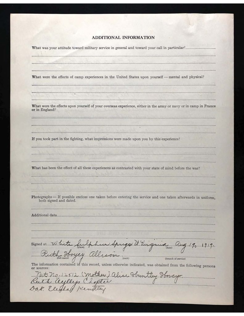 an official state of connecticut military service record for ruth hovey