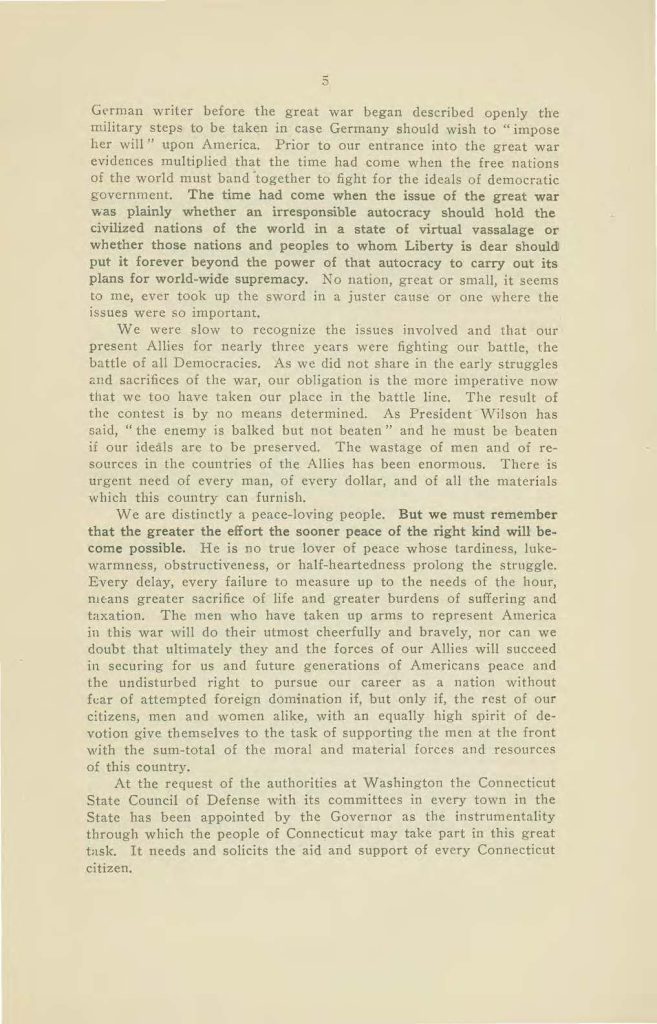 a booklet called "made in connecticut" which contains interviews on the world war issued by the connecticut state council of defense