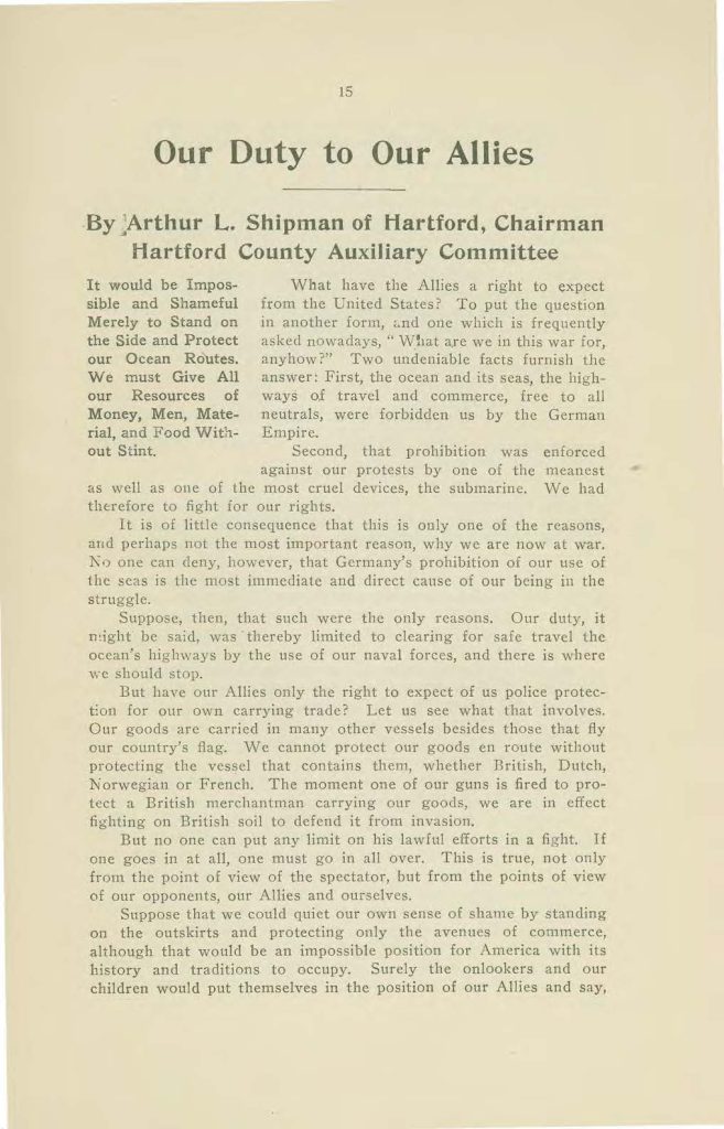 a booklet called "made in connecticut" which contains interviews on the world war issued by the connecticut state council of defense