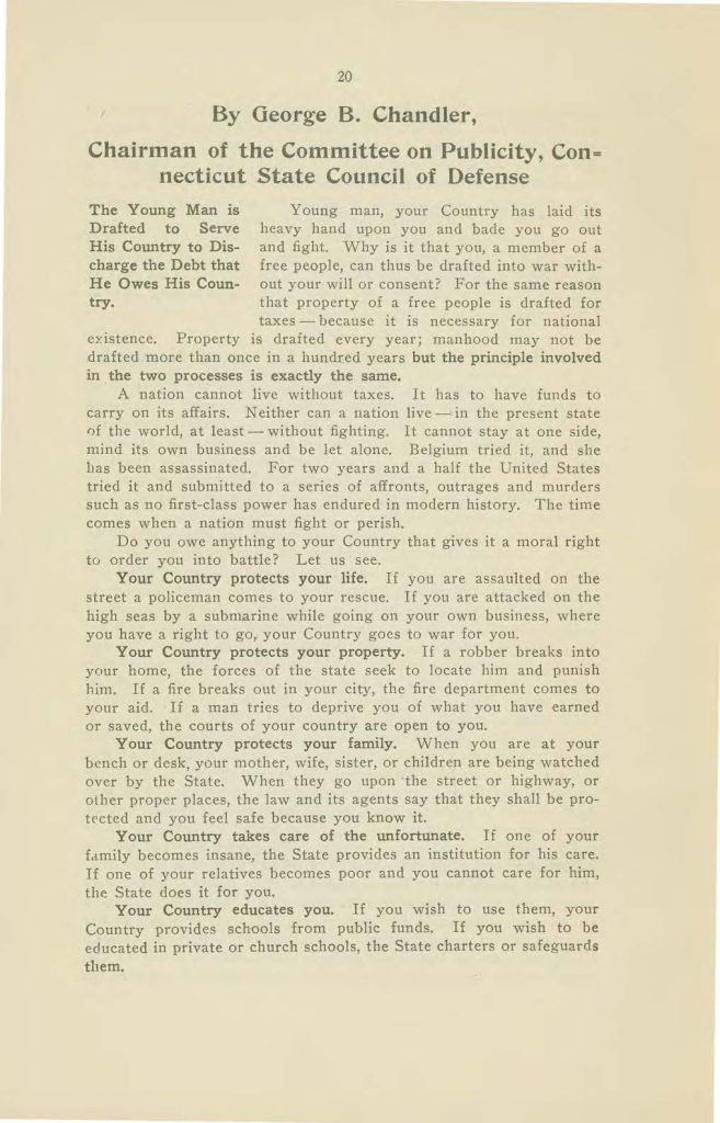a booklet called "made in connecticut" which contains interviews on the world war issued by the connecticut state council of defense