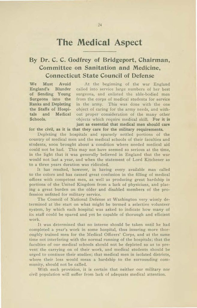 a booklet called "made in connecticut" which contains interviews on the world war issued by the connecticut state council of defense