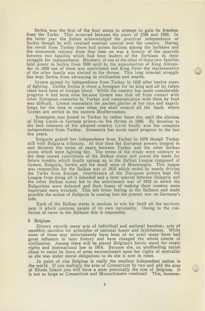 a booklet with selections for reading about the war issued in 1917 by the state board of education