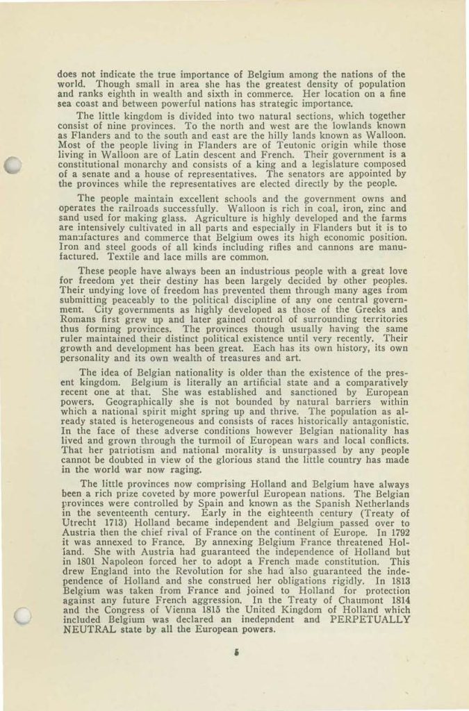 a booklet with selections for reading about the war issued in 1917 by the state board of education