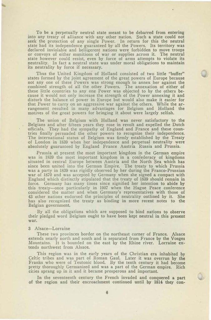 a booklet with selections for reading about the war issued in 1917 by the state board of education
