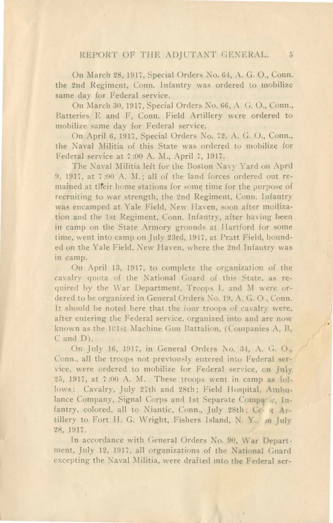 a draft of a report of the adjutant general