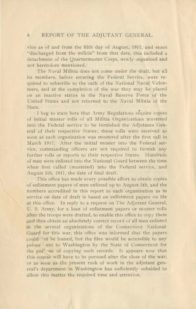 a draft of a report of the adjutant general