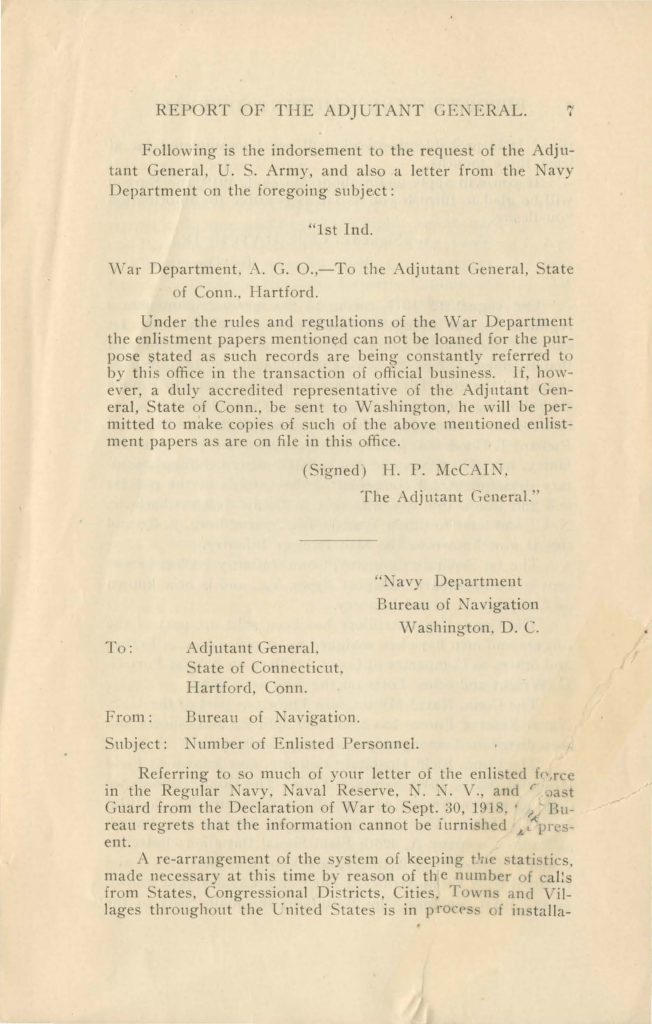 a draft of a report of the adjutant general
