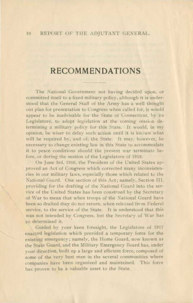 a draft of a report of the adjutant general