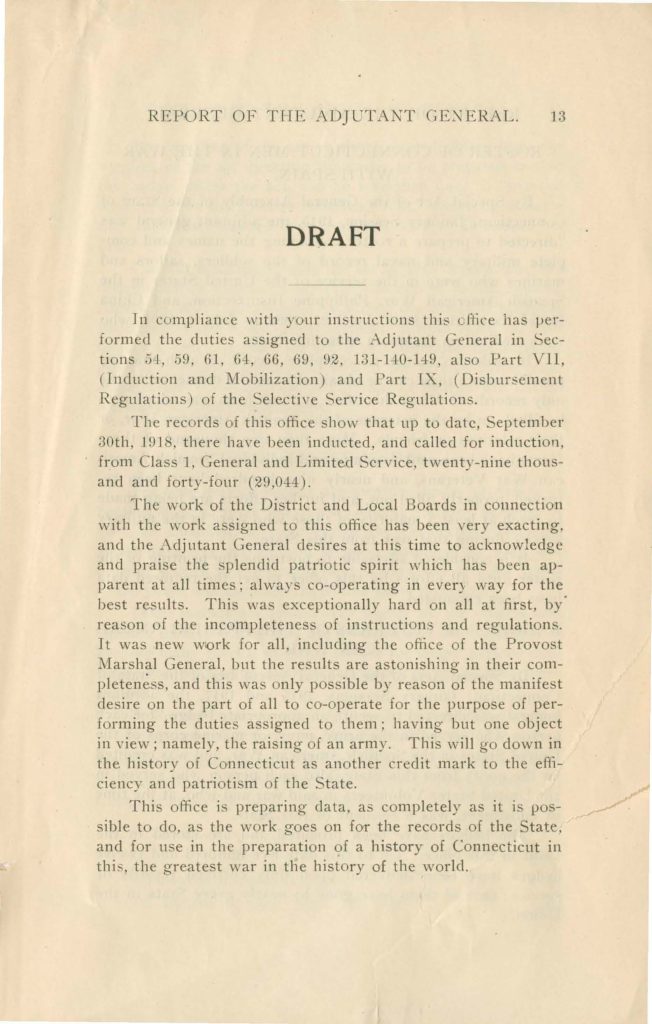 a draft of a report of the adjutant general