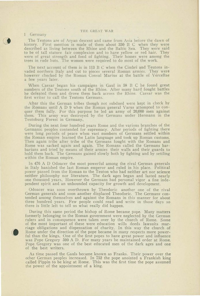 a booklet with selections for readin about the war issued in 1918 by the state board of education