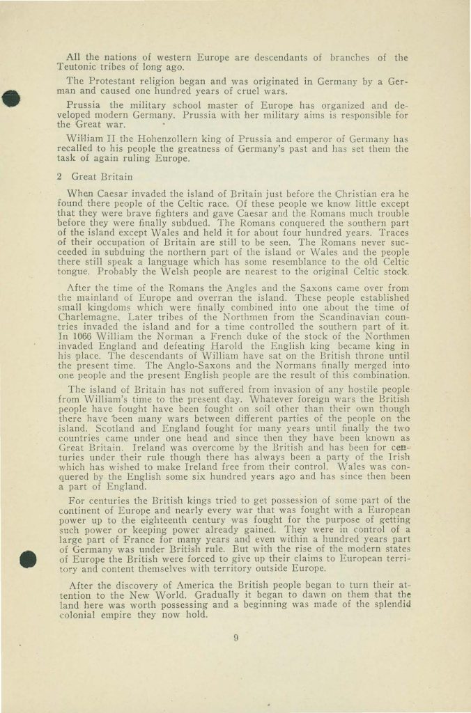 a booklet with selections for readin about the war issued in 1918 by the state board of education