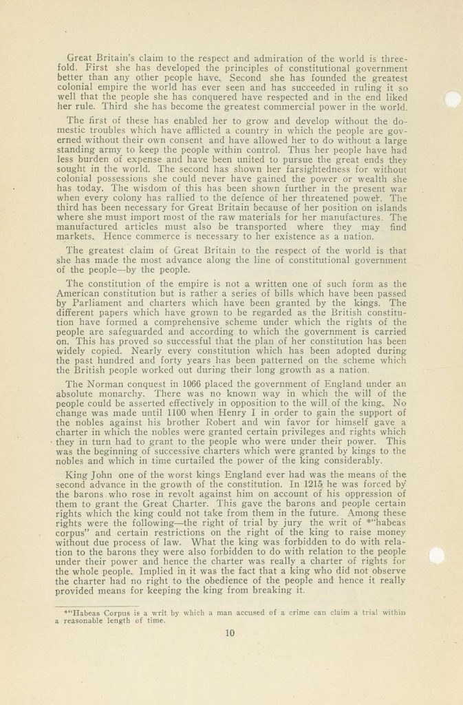 a booklet with selections for readin about the war issued in 1918 by the state board of education