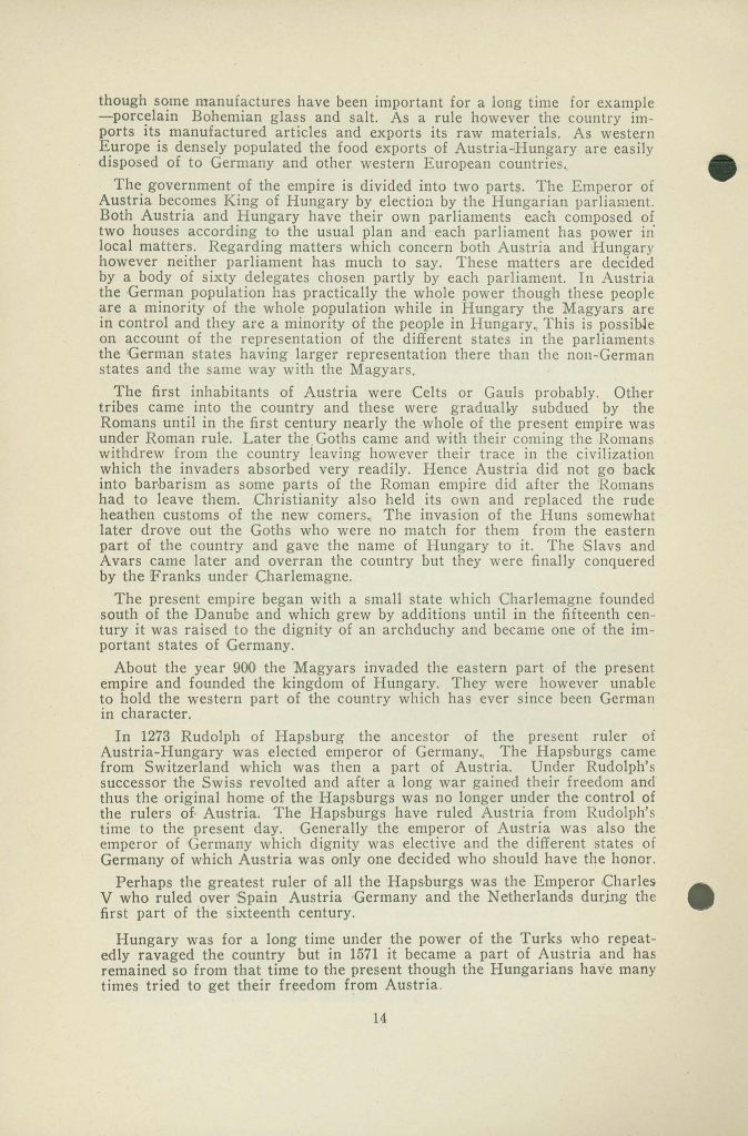 a booklet with selections for readin about the war issued in 1918 by the state board of education