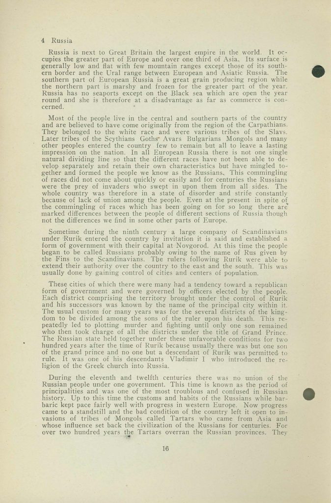 a booklet with selections for reading about the war issued in 1918 by the state board of education