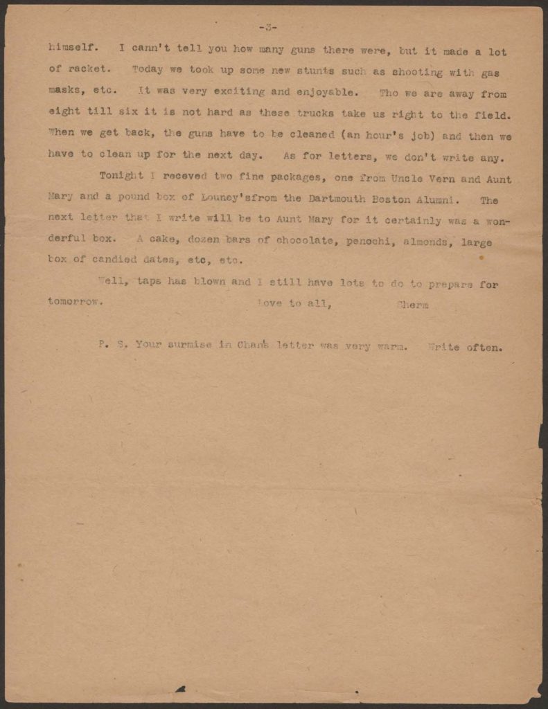 a typewritten letter from sherman green to his mother dated January 28th 1918
