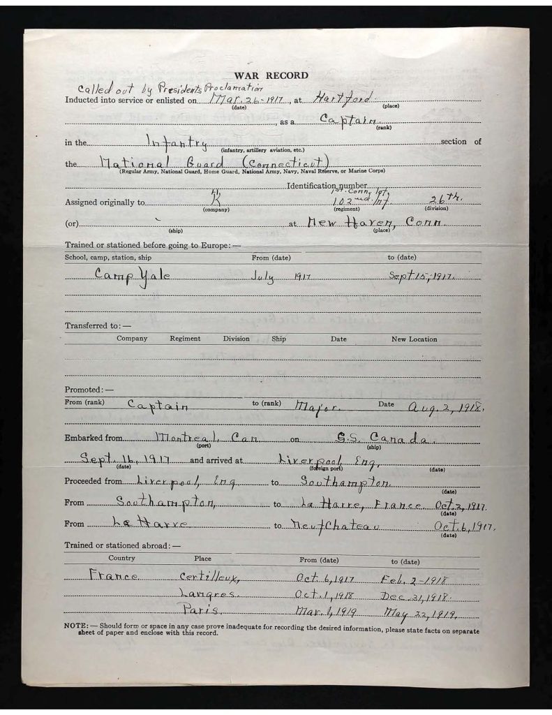 official state of connecticut military service record for clarence mcgregor thompson